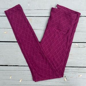 Plum Check Print Mid-Rise Leggings